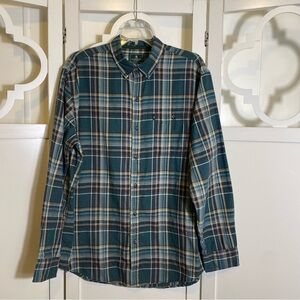 G.H. Bass & Co Green Plaid Button Down Long Sleeve Men’s Shirt Size Large